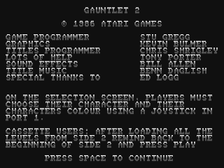 Gauntlet II title screen for Commodore 64